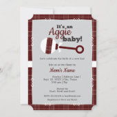 Invitation Maroon Plaid Baby shower Aggie (Devant)