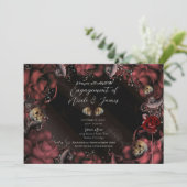 Invitation Maroon Red Rust Roses & Skuls (Debout devant)