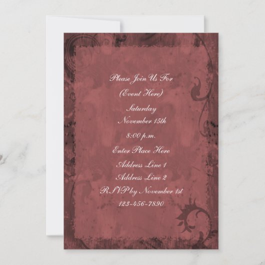 Invitation Maroon Red Swirl Design (Devant)