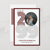 Invitation Maroon Retro Big Numbers Graduation Photo (Devant / Derrière)
