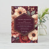 Invitation Maroon Rich Floral Wedding (Debout devant)