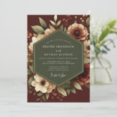 Invitation Maroon Romantic Botanical Wedding (Debout devant)