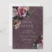 Invitation Maroon & rose Floral Fête des mariées moderne (Devant)