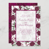 Invitation Maroon Rose Wedding (Devant / Derrière)