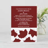Invitation Maroon rouge de Bourgogne Rustique Leaf Mariage Bo (Debout devant)
