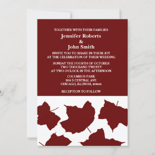 Invitation Maroon rouge de Bourgogne Rustique Leaf Mariage Bo