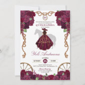 Invitation Maroon rouge foncé Charro Quinceanera (Devant)