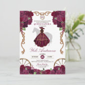 Invitation Maroon rouge foncé Charro Quinceanera (Debout devant)
