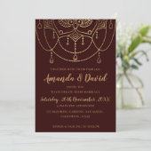 Invitation Maroon Rouge or classique Mariage de design tradit (Debout devant)