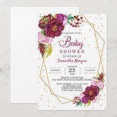 Invitation Maroon rouge profond baby shower de saumon rouge r (Devant / Derrière)