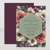 Invitation Maroon Sage Still Life Wedding (Devant / Derrière)