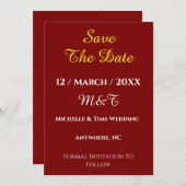 Invitation Maroon Save the Date Wedding Card | Elegant (Devant / Derrière)