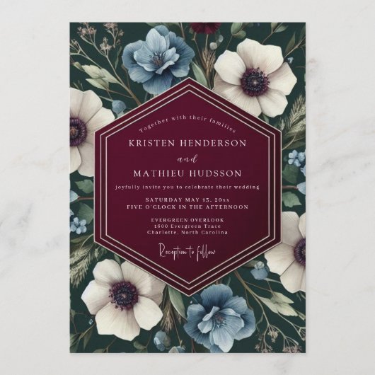 Invitation Maroon Slate Chiaroscuro Wedding (Devant)