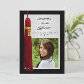 Invitation Maroon Tassel avec la fête de la graduation photo (Debout devant)