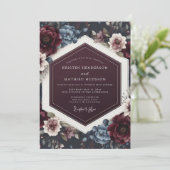 Invitation Maroon Twilight Floral Wedding (Debout devant)