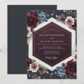 Invitation Maroon Twilight Floral Wedding (Devant / Derrière)