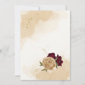 Invitation Maroon vert beige or botanique mariage (Dos)