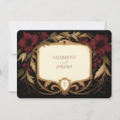 Invitation Maroon Victorian RSVP Card Mariage (Dos)