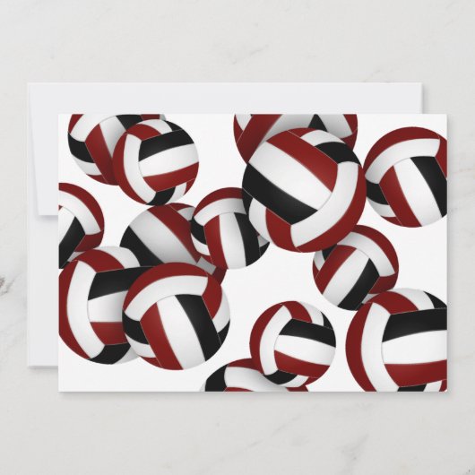 Invitation maroon volleyballs filles fête d'anniversaire (Dos)