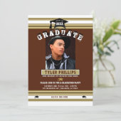 Invitation Maroon White & Gold Graduation Photo Party (Debout devant)