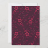 Invitation Maroon Wine Dark Letterpress Floral Mariage (Dos)
