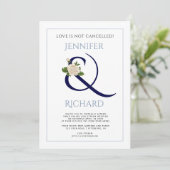 Invitation Marque et rose bleu poussiéreux mariage virtuel (Debout devant)