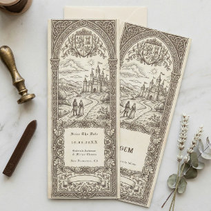 Invitation Marque-page de mariage Blason Médiéval Save The Da