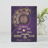 Invitation Marques à skis | Mandala Purple Calligraphic Maria (Debout devant)