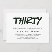 Invitation Marqueur moderne | Noir et blanc 30e anniversaire (Devant)