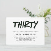 Invitation Marqueur moderne | Noir et blanc 30e anniversaire (Debout devant)