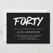 Invitation Marqueur moderne| Quarantième anniversaire noir (Devant)