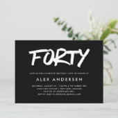 Invitation Marqueur moderne| Quarantième anniversaire noir (Debout devant)