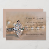 Invitation Marquise Diamond Ring Mariage Enregistrer la date (Devant / Derrière)