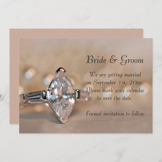 Invitation Marquise Diamond Ring Mariage Enregistrer la date (Devant / Derrière)