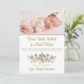 Invitation Marraine Fille Croix Florale Aquarelle (Debout devant)