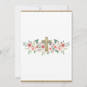 Invitation Marraine Fille Croix Florale Aquarelle (Dos)