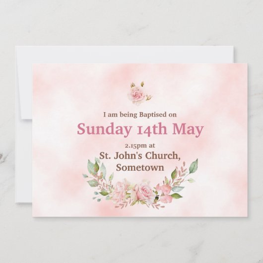 Invitation Marraine teint de rose rose (Dos)