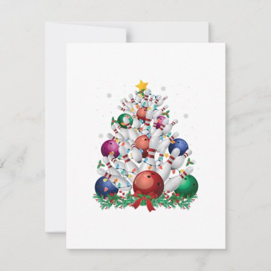 Invitation marrant bowling noël arbre lumière xmas sport amou (Devant)