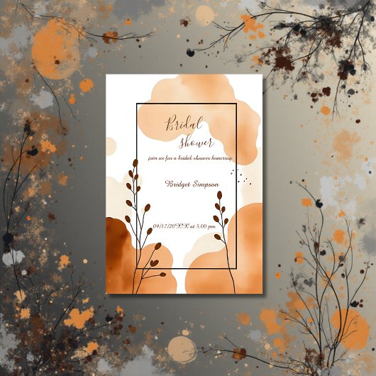 Invitation marron beige abstrait Shower de mariée bohème rust