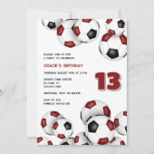 Invitation marron black soccer balls anniversaire de enfant (Devant)