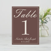 Invitation Marron Chocolat Ancien Argent Table Numéro de Mari (Debout devant)