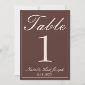 Invitation Marron Chocolat Ancien Argent Table Numéro de Mari (Dos)