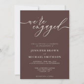 Invitation Marron Chocolat Minimal Nous sommes fiancés (Devant)