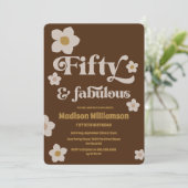 Invitation Marron Chocolat Rétro Boho 50 ans & Fabulux Annive (Debout devant)