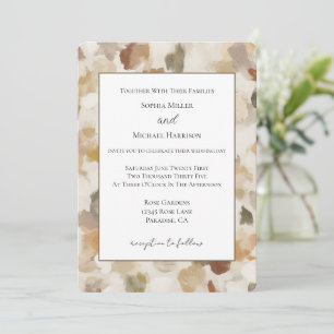 Invitation Marron Crème Abstrait Anniversaire Mariage