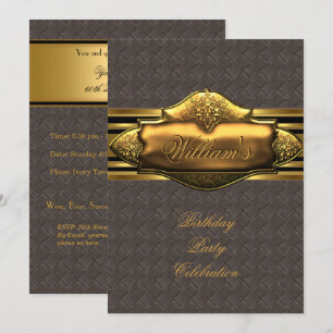 Invitation Marron Cuir Or Fête d'anniversaire Hommes 60 ans