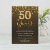Invitation Marron doré 50 ans 50e anniversaire de mariage (Debout devant)