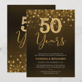 Invitation Marron doré 50 ans 50e anniversaire de mariage (Devant / Derrière)