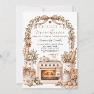 Invitation Marron Elle a un petit pain au four Fête bébé pour