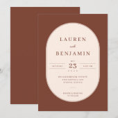 Invitation Marron Géométrique Élégant (Devant / Derrière)